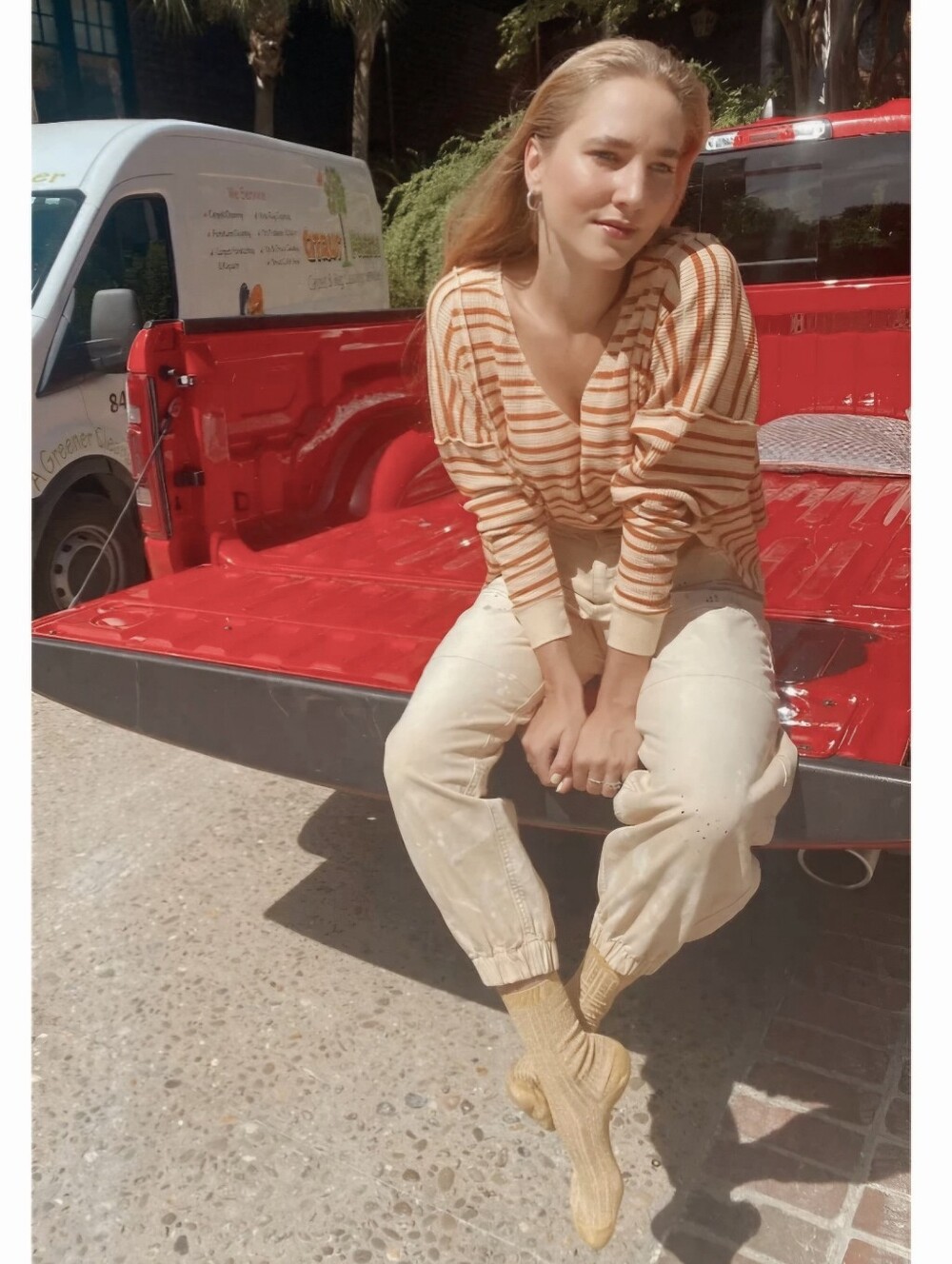 Urban Outfitters Cerys Cropped Slouchy Waffle Weave Thermal Top Med Oversized